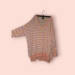 Free People Its Unreal Oversized Pullover Sweater Orange And Pink Size Small